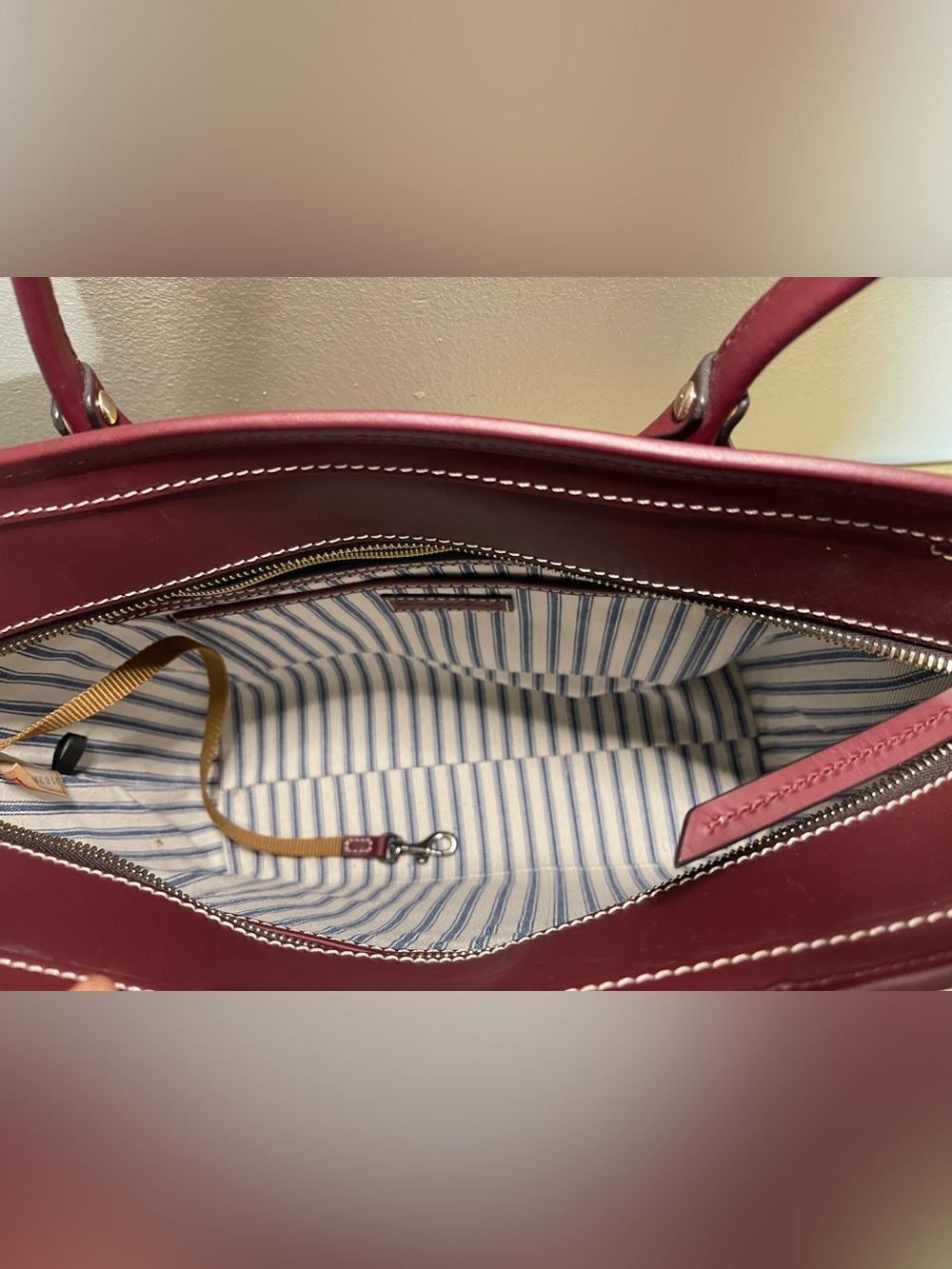 Dooney & Bourke BBECN1562 BXBX Burgundy Leather Tote Bag - Picture 3 of 15